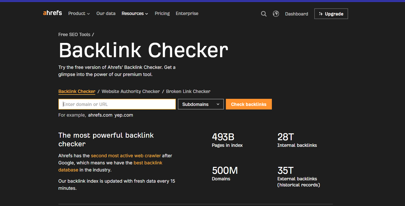 Ahrefs backlink checker tool
