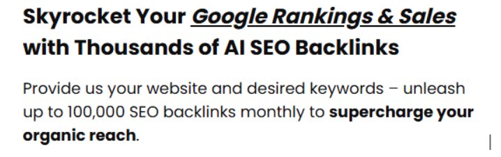 Scam ad offering 100,000 AI SEO backlinks per month